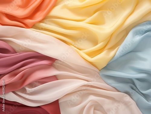 Flowing draperies pastel tones. AI Generation 