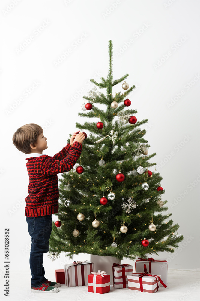 little child decorating christmas tree little child decorating christmas tree