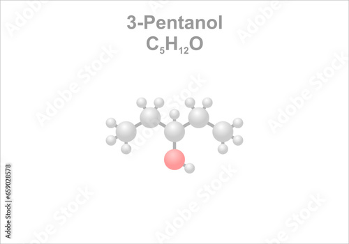 3-Pentanol. Simplified scheme of the molecule. Has a role as pheromone in nature.