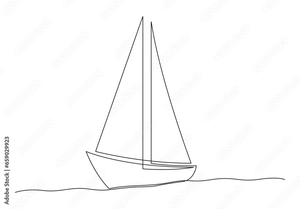 Continuous one line drawing of boat. Transportation concept. Isolated on white background vector illustration. Pro vector. Continuous one line drawing of boat. Transportation concept. Isolated on white background vector illustration. Pro vector.