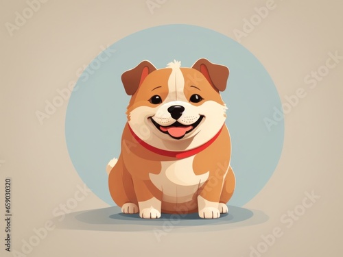 minimal flat vector illustration on fat dog
