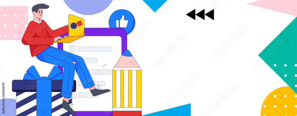 Invite friends to conduct questionnaire flat vector concept operation hand drawn illustration Invite friends to conduct questionnaire flat vector concept operation hand drawn illustration