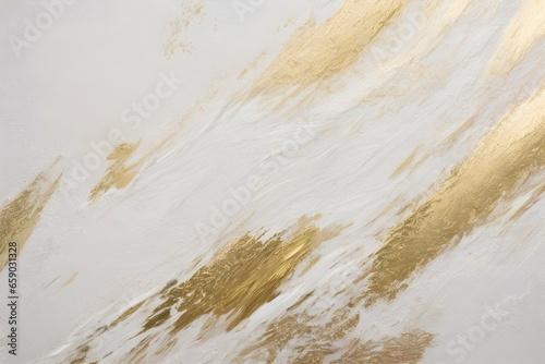 Closeup of abstract white and gold texture background.. Oil, acrylic brushstroke, pallet knife paint on canvas (Generative Ai)