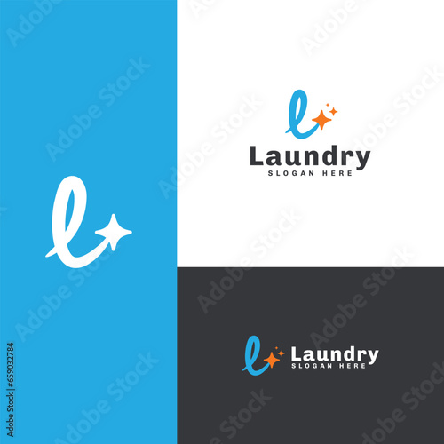 Letter L sign logo design template for laundry, washing, cleaning service business with modern, creative and elegant styles.