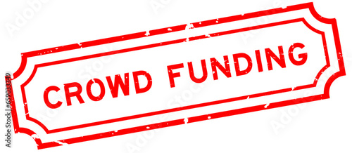 Grunge red crowd funding word rubber seal stamp on white background