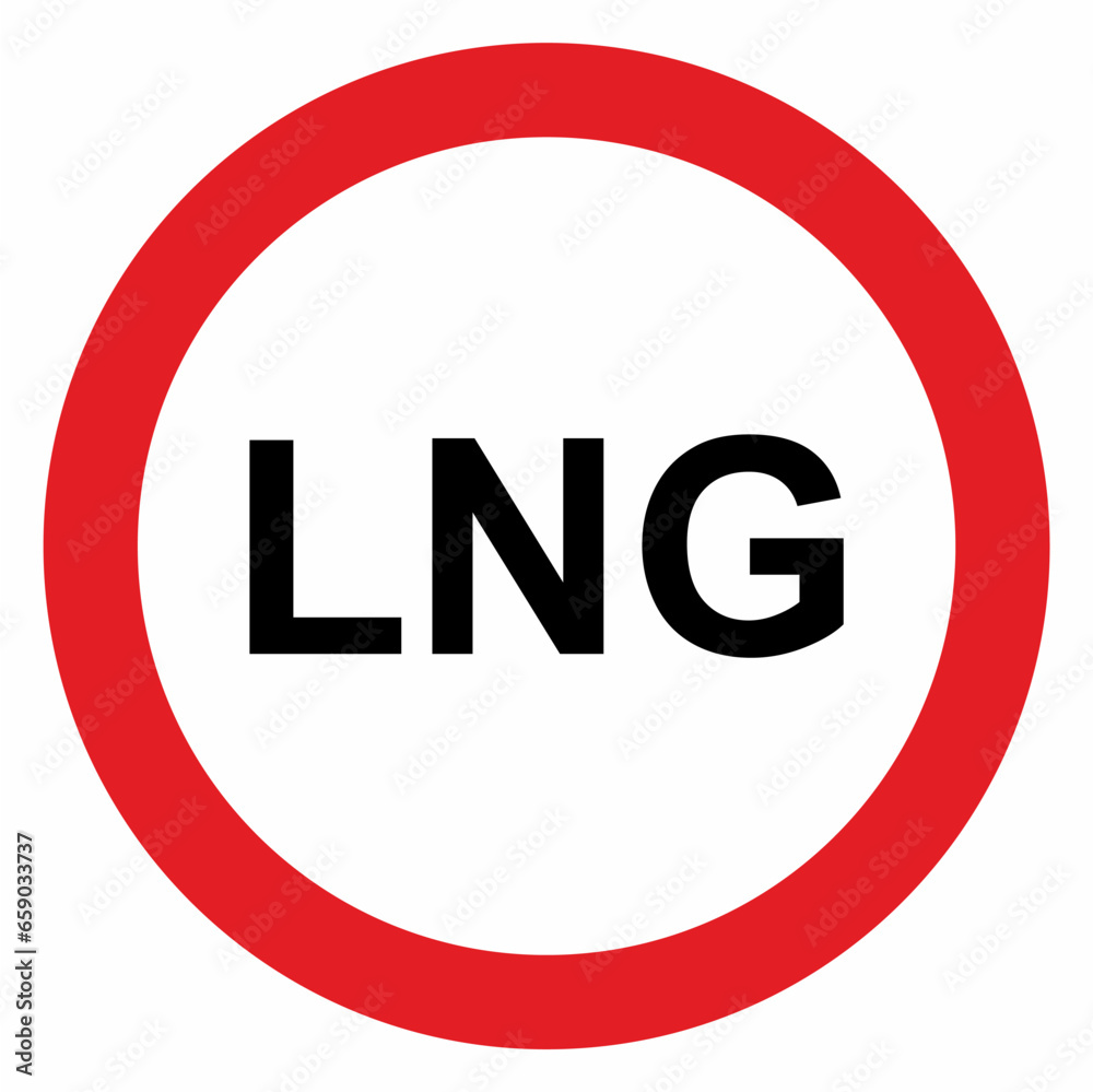Prohibition of transit transportation of LNG, ban of entry of LNG vehicles, road sign, traffic sign, foriddnenof parking in underground garages powered by liquefied natural gas, vector Prohibition of transit transportation of LNG, ban of entry of LNG vehicles, road sign, traffic sign, foriddnenof parking in underground garages powered by liquefied natural gas, vector
