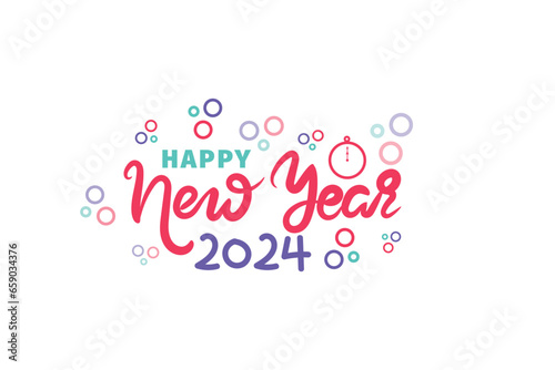 HAPPY NEW YEAR 2024 DESIGN VECTOR COLORS CONCEPT