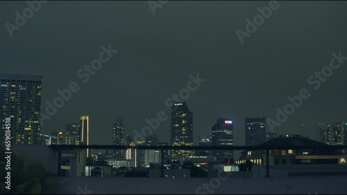 Long exposure night timelapse of cityscape of jakarta city 