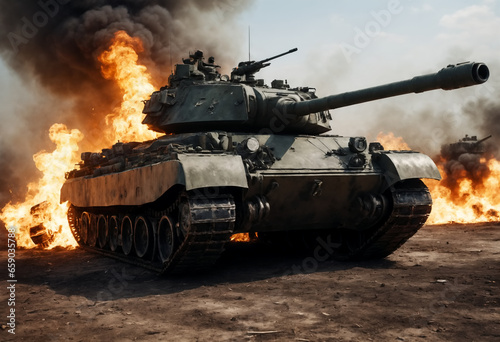 Tank in the battlefield. Ge...