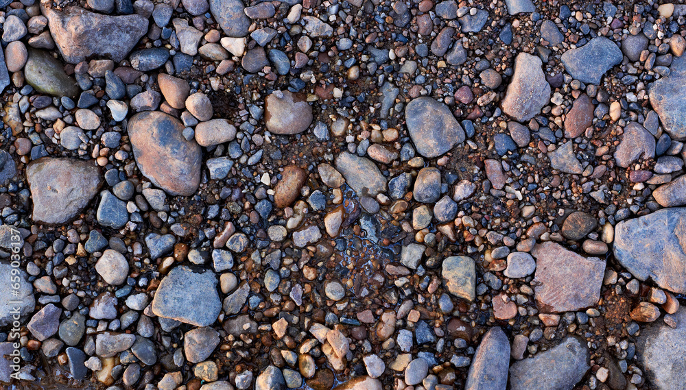 Small and large pebbles with sand Small and large pebbles with sand