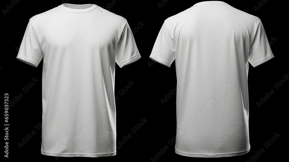 Blank white tshirt with front and back isolated background - obrazy, fototapety, plakaty 