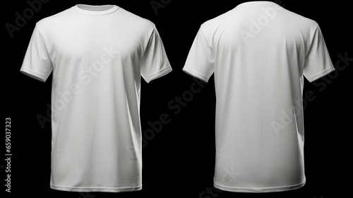 Blank white tshirt with front and back isolated background photo