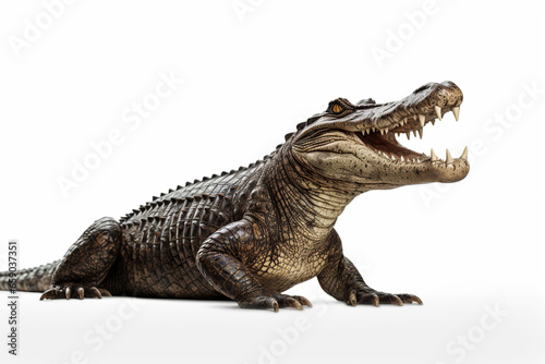 Majestic alligator roaming  crocodile on white background  portrait of crocodile