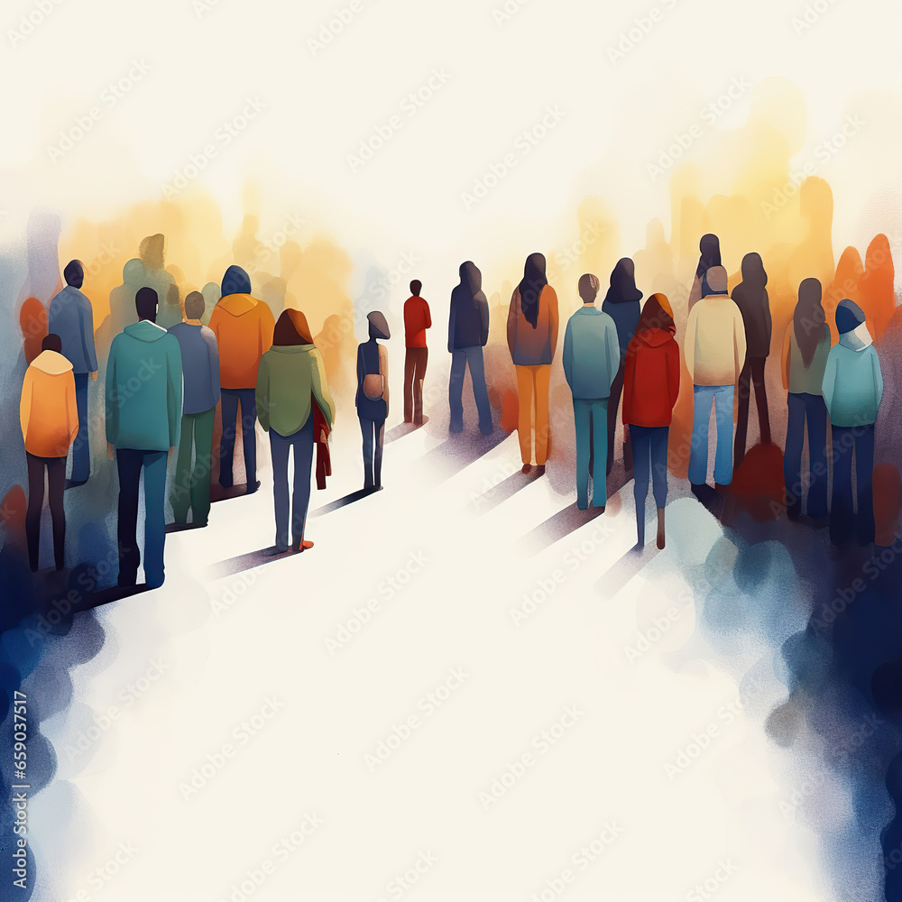 Unity in Diversity, Watercolor Illustration of People
