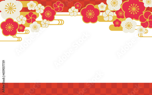 梅柄の和風の背景イラスト