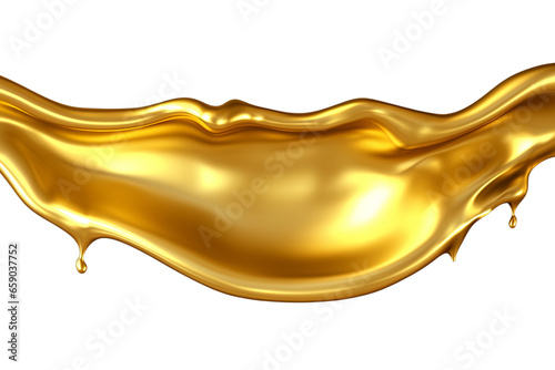 Abstract liquid shiny gold isolated on transparent background PNG