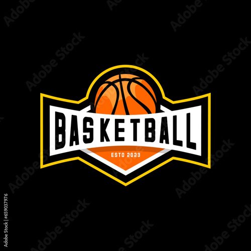 Basketball team logo on black background