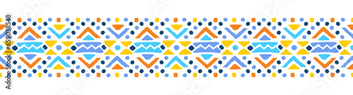 Ethnic style colorful seamless border. Tribal decorative tape of aztec motives. EPS 10 vector illustration.