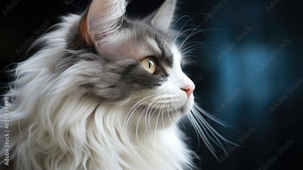 Close up of a cat's head and the face of an elegant pet. Close up of a cat's head and the face of an elegant pet.