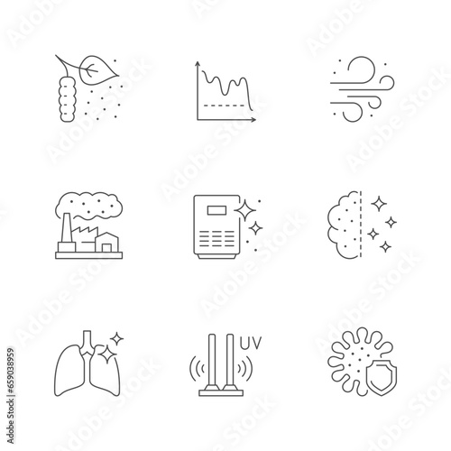 Set line icons of air purification