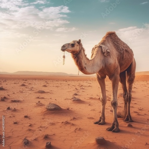 Camel in the desert, hot weather. © Asman