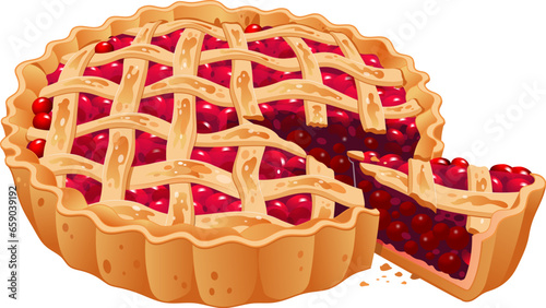 Cherry pie vector illustration