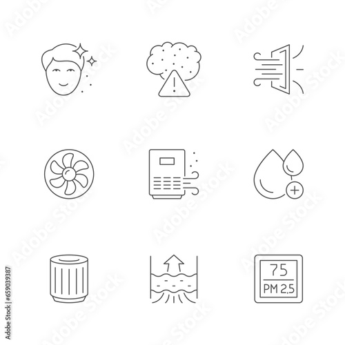 Set line icons of air purification