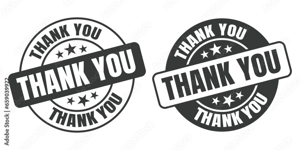 Thank You rounded vector symbol set on white background
