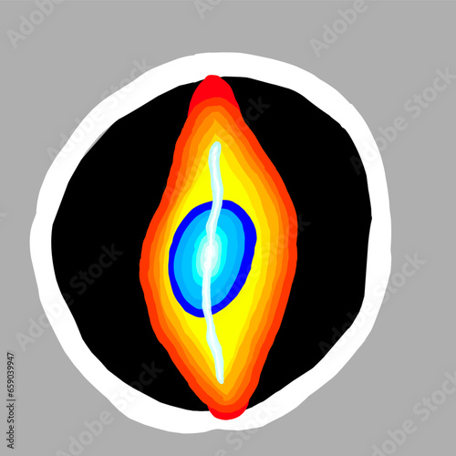 Minimalist abstract hand drawn artwork. Core blue, origin.