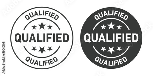 Qualified rounded vector symbol set on white background