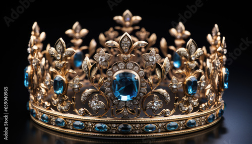 Kings and queens golden royal headdress, Realistic crowns.