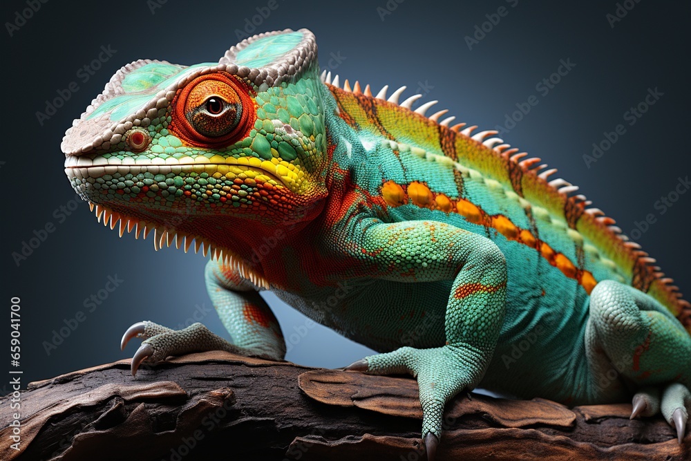 Obraz premium Colorful Chameleons Watercolor Painting