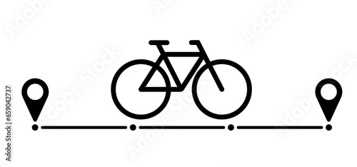 World bicycle day and pointers on way. Sport icon. Cyclist, cycling symbol. vector bike pictogram. Road, pin location logo. Pointer or point trekking route. Pinpoint logo. Vehicle, biking on the road