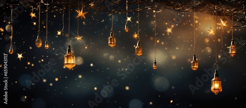 Christmas themed lamp and shooting star backdrop
