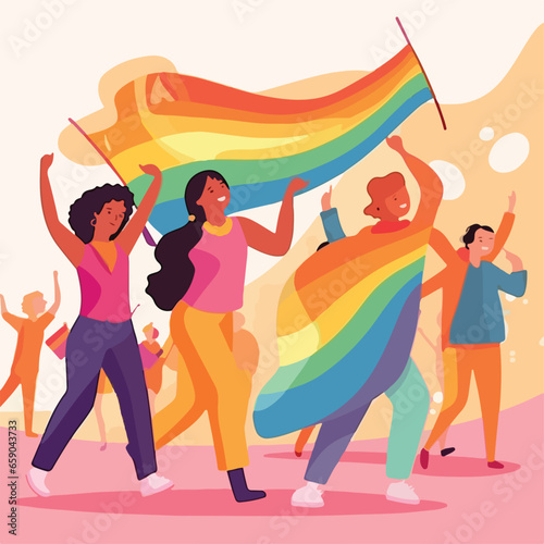 Happy pride people flat design vector