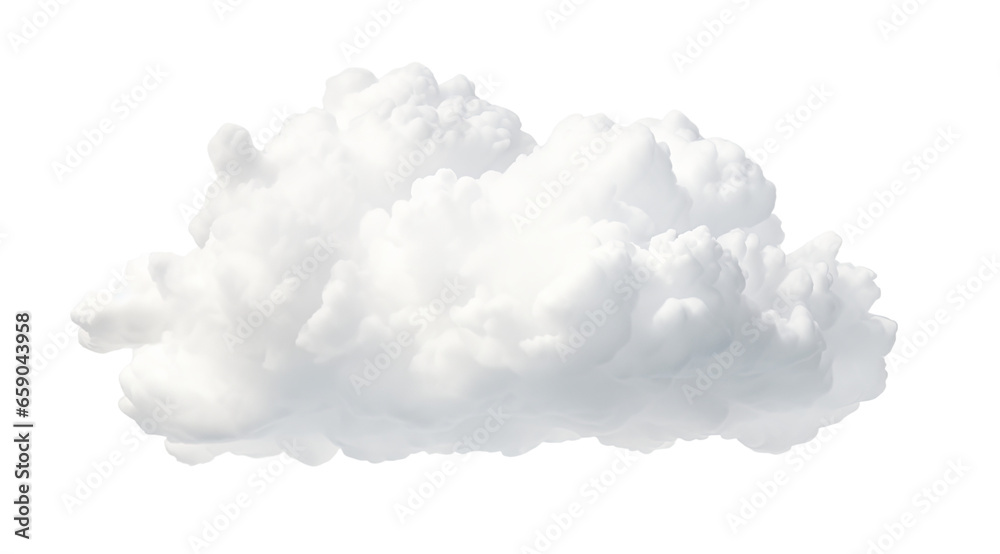 Single white cloud isolated on transparent background PNG - obrazy, fototapety, plakaty 