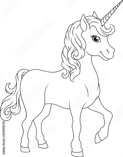 A Unicorn horse with horn cartoon mythological animal from myth illustration