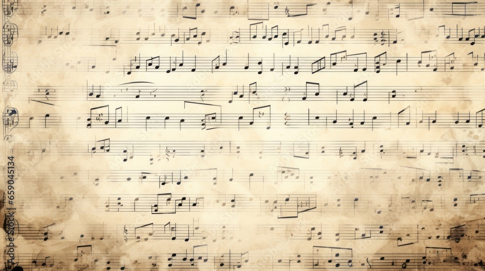 Background with old paper and music notes