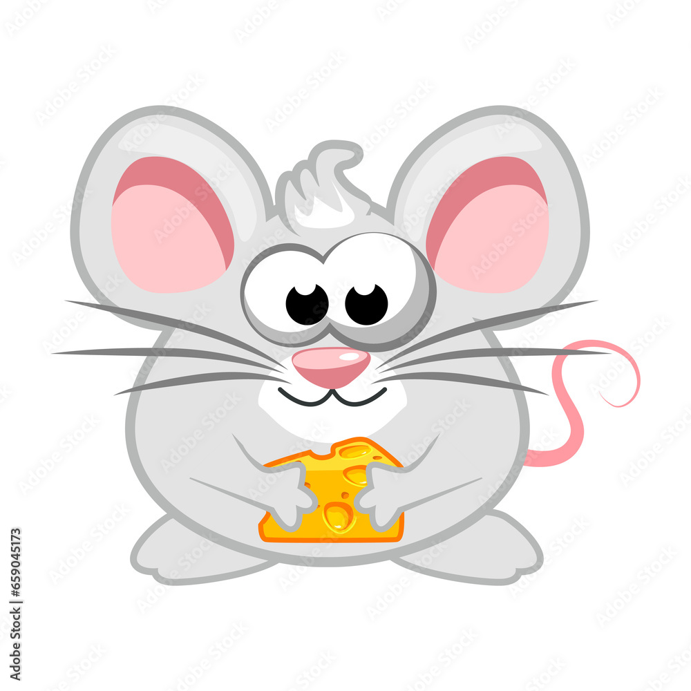 Funny and cute mouse sitting and smiling happily Funny and cute mouse sitting and smiling happily