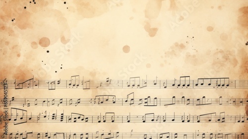 Background with old paper and music notes