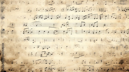 Background with old paper and music notes