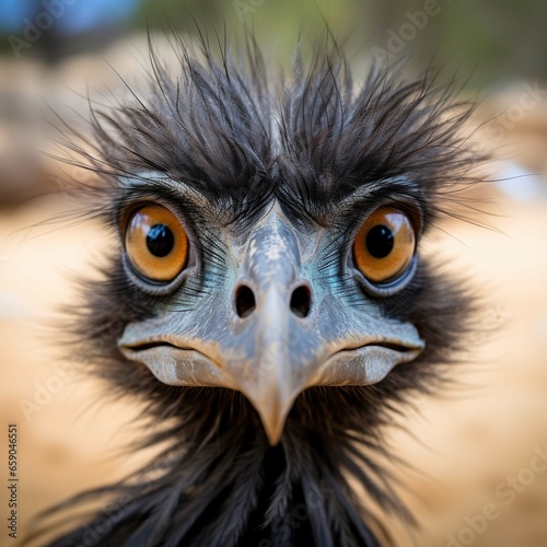 EMU bird headshot looking at camera. © dodik