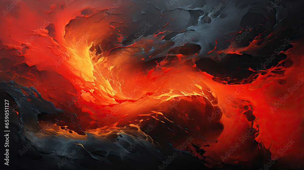 Dramatic Dichotomy: An Abstract Dance of Fire and Ice,red background