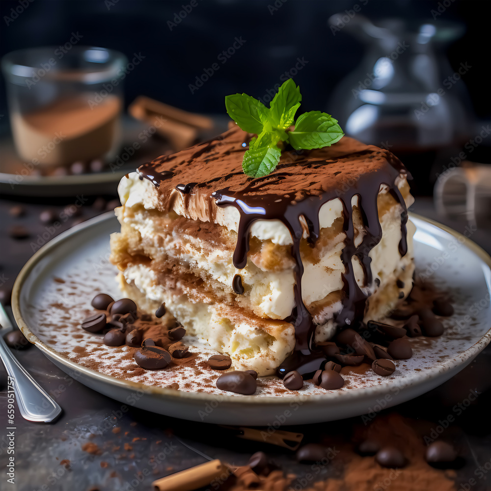 Divine Delights Tiramisu Temptations on plate Divine Delights Tiramisu Temptations on plate