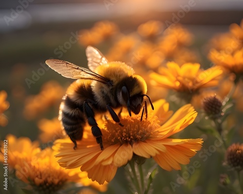 A Macro Shot of a Yellow Bee on a Flower