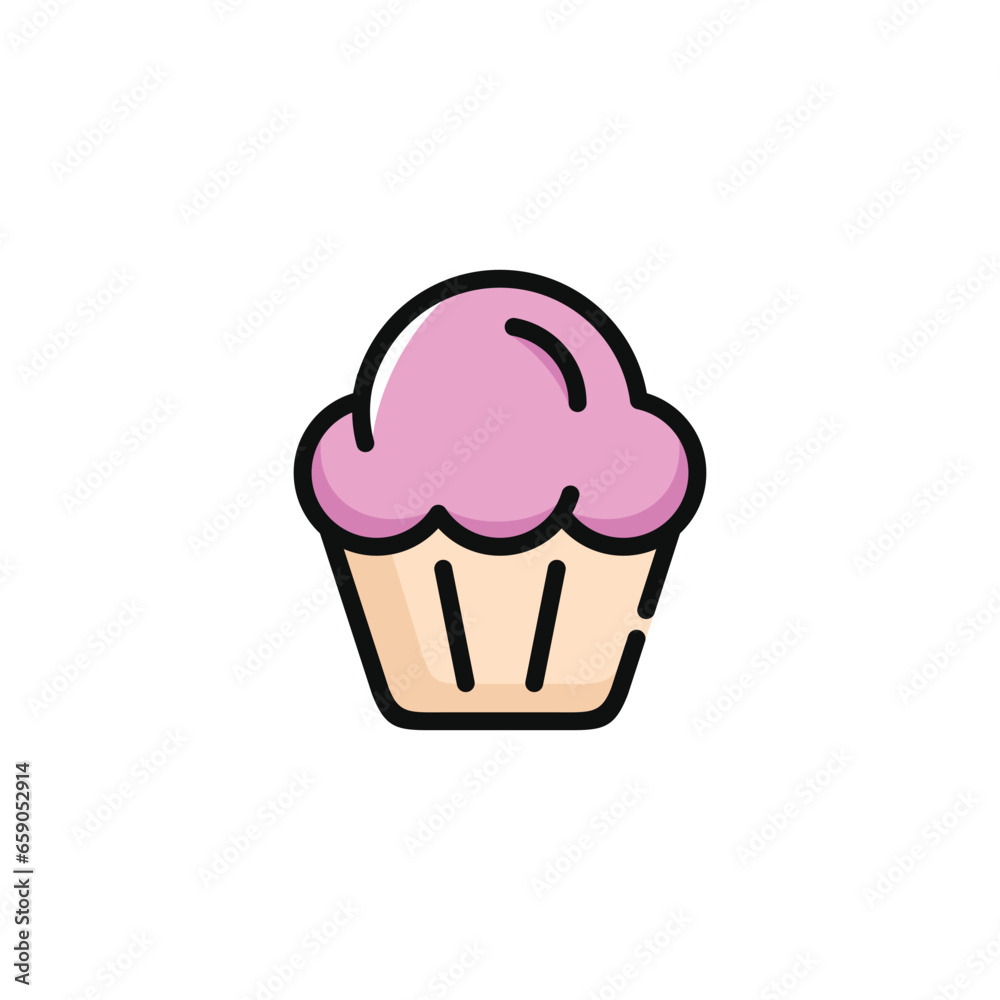 Cupcake vector illustration isolated on white background. Cupcake icon