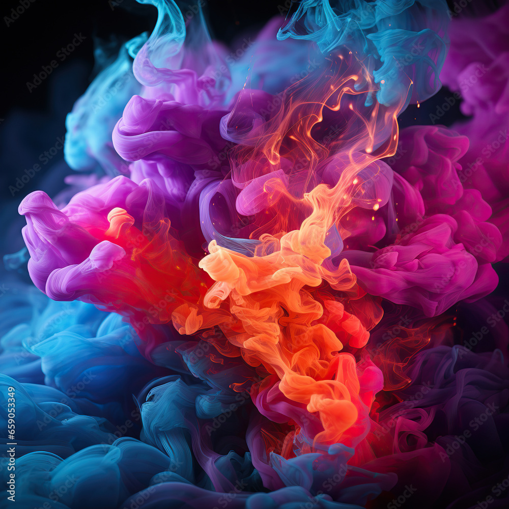 Ethereal Emanations: Colorful Smoke Clouds in Motion,abstract colorful background with smoke