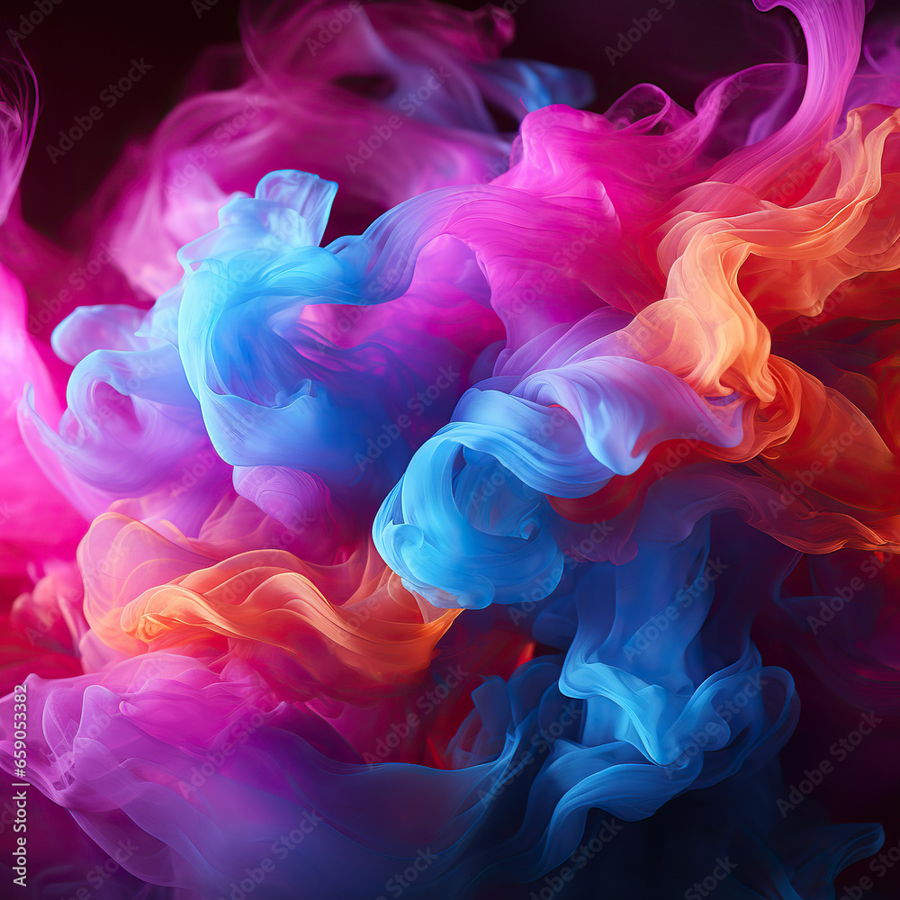 Obraz premium Ethereal Emanations: Colorful Smoke Clouds in Motion,abstract colorful background with smoke