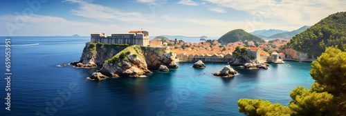 Pondering Histories from Dubrovnik Walls  Overlooking Fort Lovrijenac, The Enduring Guardian Overlooking the Historic City's West Harbour photo