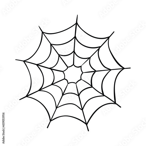 Hand drawing style of spider web vector. It is suitable for nature  icon, sign or symbol.